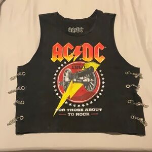 AC/DC Black and Red Graphic Tank Top with Side Chains